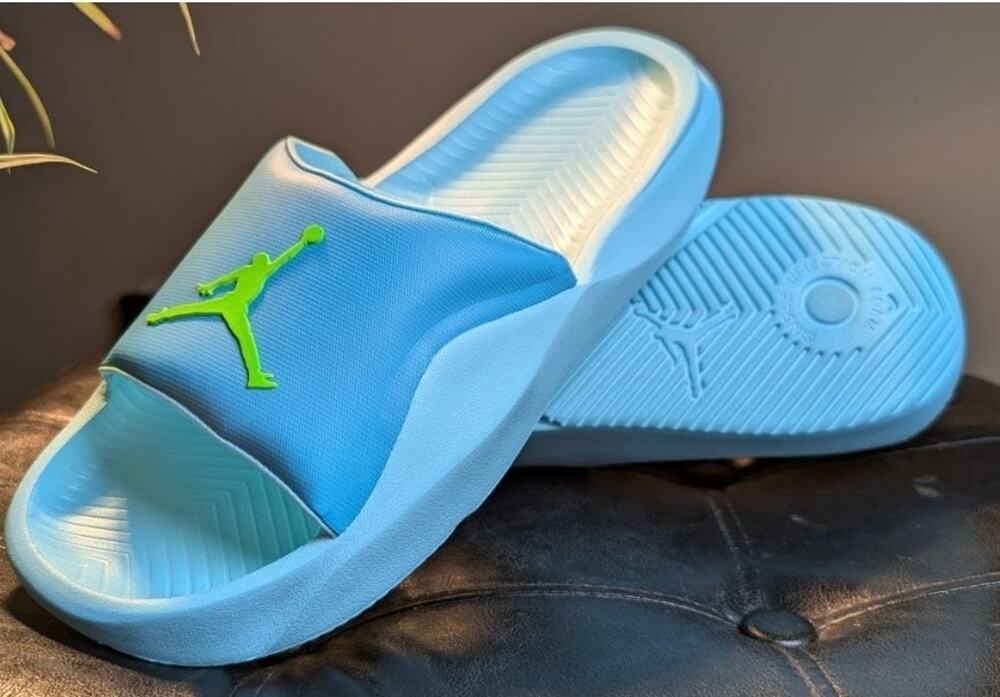HF3263-400 Nike Jordan Franchise Slides Chlorine Blue Copa Electric Green (Men's